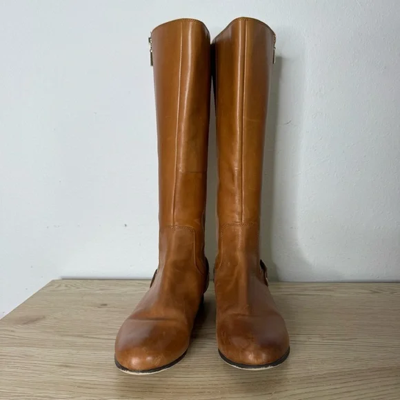Clarks Charlie Cognac Leather Tall Riding Boots Womens Size 9.5 M Equestrian Zip - Picture 7 of 15